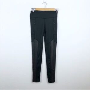 Lukka Lux Faux Leather detail Activewear Athletic Black Leggings Size XS